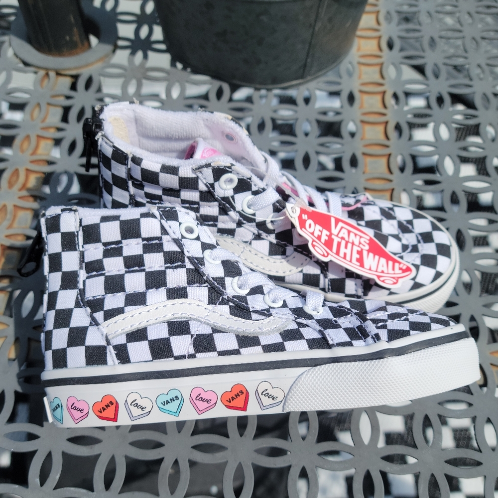 Toddler checkered vans size 8 conversation hearts